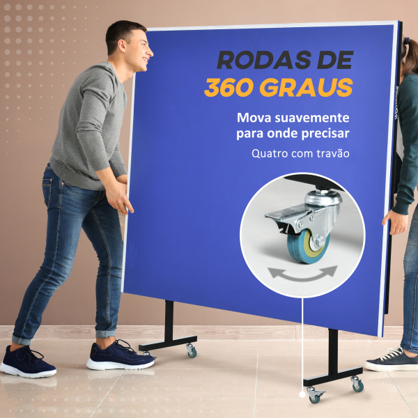 SPORTNOW Mesa de Ping Pong Dobrável com Rodas para Interior e Exterior Tamanho Padrão com Rede Raquetes e Bolas 274x152,5x76 cm Azul - Image 7