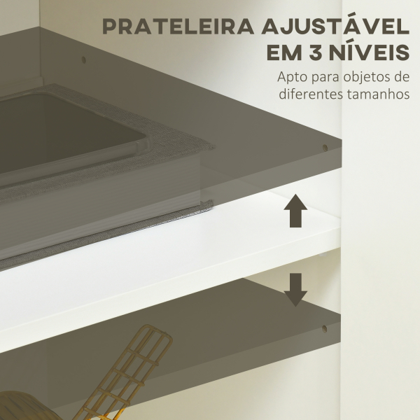 HOMCOM Aparador de Sala de Estar Armário de Armazenamento com 2 Portas e Prateleira Ajustável 80x37x75 cm Branco e Madeira - Image 5