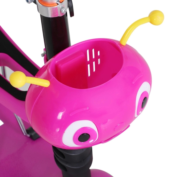 HOMCOM 5 em 1 trotinete para crianças de acima de 1 ano 3 rodas trotinete com assento removível guiador ajustável 62x25x72,5 cm Rosa - Image 9