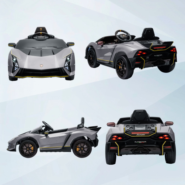 AIYAPLAY Carro Elétrico para Crianças Lamborghini 12V Controlo Remoto Faróis Buzina Arranque Lento e Música MP3 114,5x64x45,5 cm Cinza - Image 9