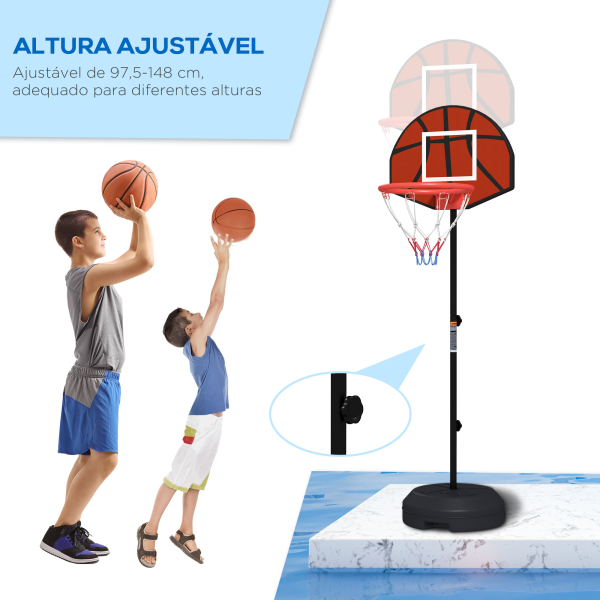 SPORTNOW Tabela de Basquetebol com Altura Ajustável 129-179 cm Aro de Basquetebol com Alvo Magnético e Dardos Ø38x129-179 cm Preto - Image 5