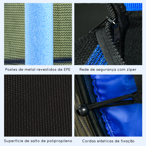 HOMCOM Trampolim para Crianças com Rede de Segurança e Estrutura de Aço para Interiores e Exteriores Carga 50 kg Ø163x190 cm Azul - Image 6