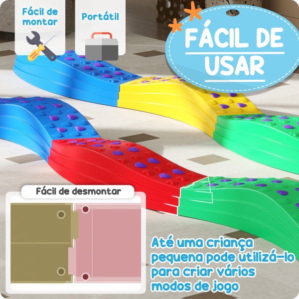 AIYAPLAY Traves de Equilíbrio para Crianças Jogo de Equilíbrio de 8 Peças em Forma de Arco Base Antiderrapante  Ø125x8 cm Multicor - Image 5