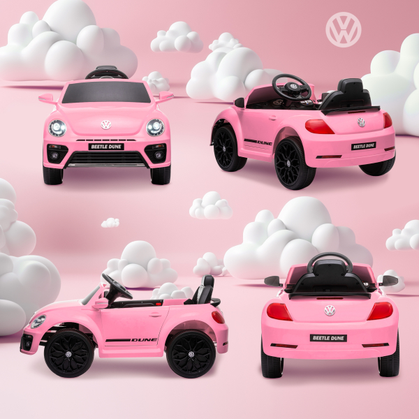 AIYAPLAY Carro Elétrico para Crianças Carro Elétrico Infantil Volkswagen Beetle com Bateria 12V Faróis Buzina e Música 97x56,5x46 cm Rosa - Image 9