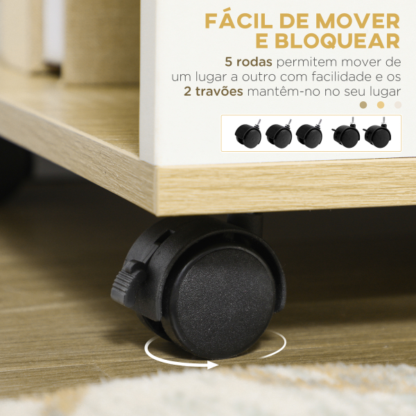 HOMCOM Móvel para TV com Rodas Armário para TV Flutuante com 2 Portas e 2 Prateleiras 120x40x38,5cm Branco e Madeira - Image 6