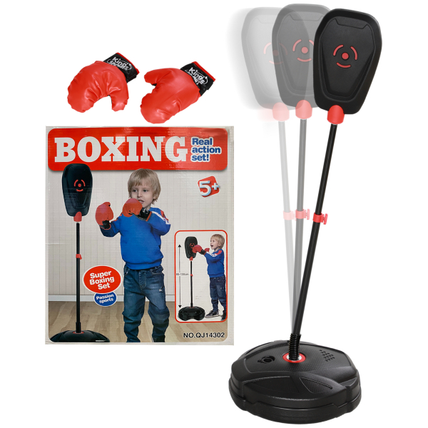 AIYAPLAY Punching Ball para Crianças acima de 5 anos Kit de Boxe com Luvas de Boxe Altura Ajustável 88-124 cm e Base Preenchível Preto