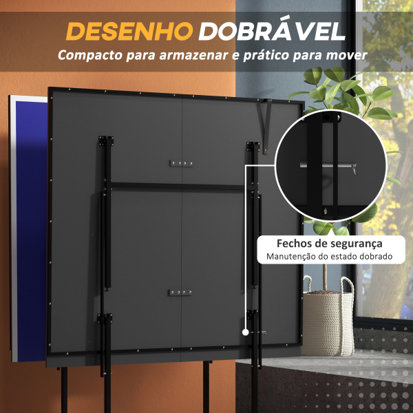 SPORTNOW Mesa de Ping Pong Dobrável com 4 Rodas Rede 2 Raquetes e 3 Bolas para Interior e Exterior 274x152,5x75,5 cm Azul - Image 5