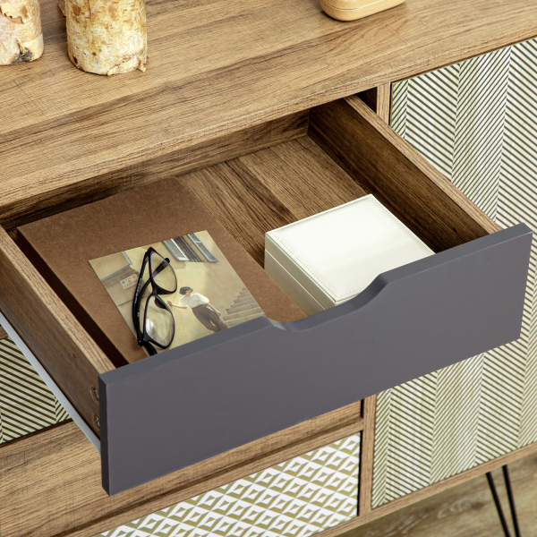 HOMCOM Cómoda de Madeira com 4 Gavetas Prateleira Ajustável e Pés de Metal para Sala de Estar Dormitório 79x39x86cm Marrom - Image 8