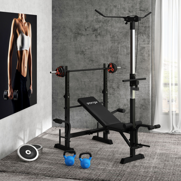 SPORTNOW Conjunto de Barra de Pesos com Discos Conjunto de Musculação com  Discos 1,25kg 2,5kg e 5kg 140x17x17cm Preto e Vermelho - Image 9