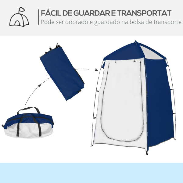 Outsunny Tenda de Duche Campismo Portátil UV+25 Tenda para Casa de Banho Trocador com Janela e Bolsa de Transporte 123x121x98cm Azul - Image 6