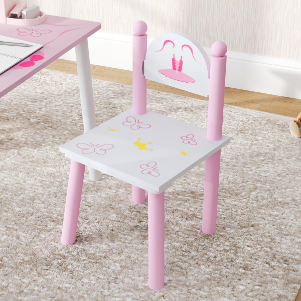 AIYAPLAY Mesa e Cadeiras para Crianças Conjunto de 3 Peças com Mesa Cadeiras Infantil Estilo Princesa pRosa e Branco - Image 8