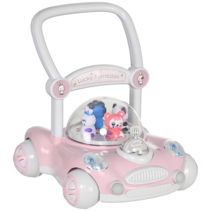 AIYAPLAY Andador para Bebés com Altura Ajustável Música Rodas Antiderrapantes Luzes Guiador Desmontável 43,4x40,6x43 cm Rosa