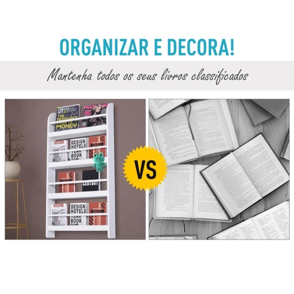 HOMCOM Estante de Parede para Livros com 4 Prateleiras Estante de Livros para Escritório Dormitório Entrada Carga Máxima 30 kg 56x12x113 cm Branco - Image 7