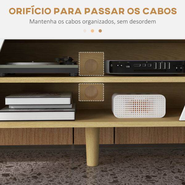 HOMCOM Móvel de TV com 2 Portas e 2 Estantes  para Televisores de até 65 Polegadas 150x30x42 cm Madeira e Branco - Image 5