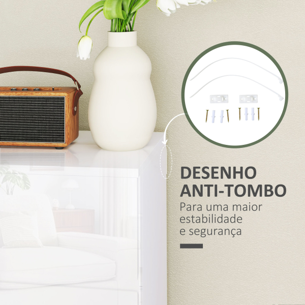 HOMCOM Cómoda com 4 Gavetas de Madeira Cómoda de Dormitório Cómoda Branca Estilo Moderno 55x33x80 cm Branco Brilhante - Image 5