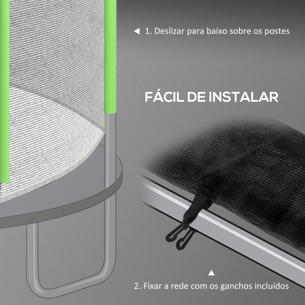 SPORTNOW Rede de Segurança para Trampolim Ø305 cm para Exterior e Porta com Fecho de Correr para 6 Postes Verde - Image 6