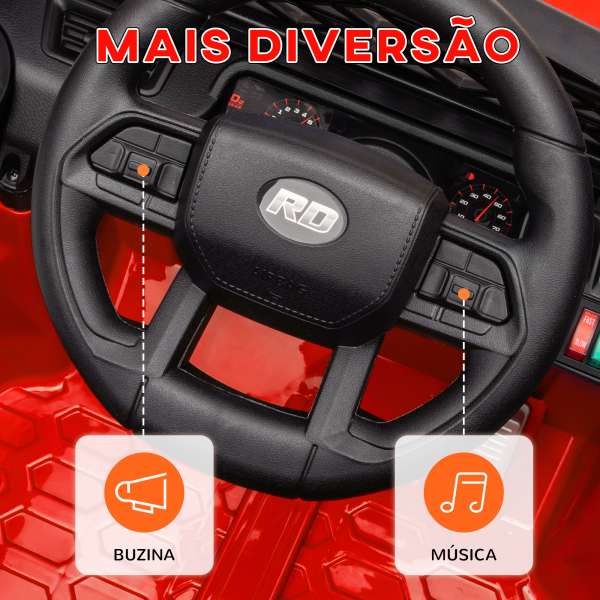AIYAPLAY Carro Elétrico para Crianças Carro Elétrico Infantil UTV 12V com Velocidade Ajustável USB e Faróis  95x62,5x65 cm Vermelho - Image 8