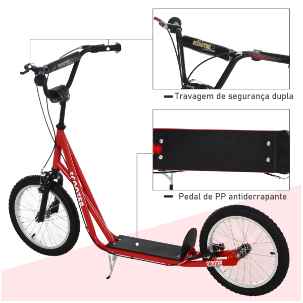 HOMCOM trotinete para crianças acima de 5 anos de altura ajustável com pneus Freio Vermelho - Image 7