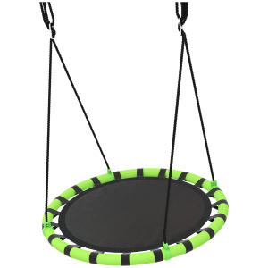 AIYAPLAY Baloiço para Crianças Redondo Baloiço de Jardim Infantil Ajustável Impermeável Carga 150kg Ø100x180 cm Preto e Verde