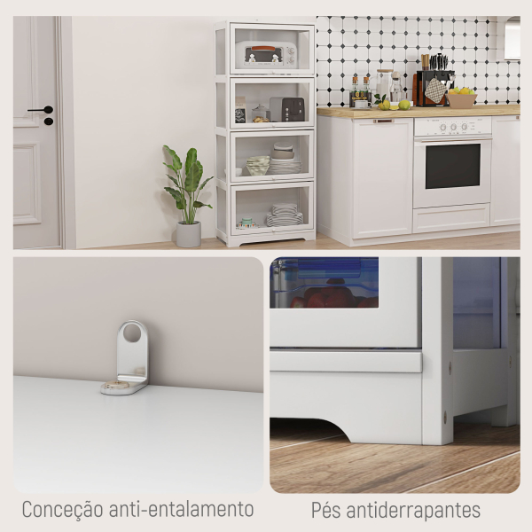 HOMCOM Vitrine Colecionador de 4 Níveis Vitrine Sala de Estar com Portas Abatíveis de Acrílico Anti-Tombo 59x30x139 cm Branco - Image 5