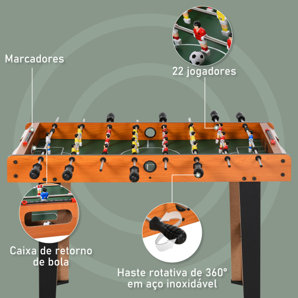 HOMCOM Mesa de matraquilhos com 22 jogadores incluídos 84,5x40x61,2 cm Cor Madeira e Preto - Image 4