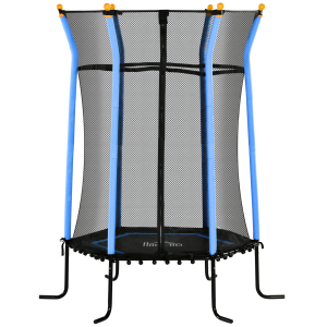 HOMCOM Trampolim para Crianças Cama Elástica Infantil com Rede de Segurança para Interiores e Exteriores Carga 50 kg Ø163,5x190 cm Azul