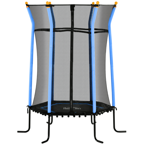 HOMCOM Trampolim para Crianças Cama Elástica Infantil com Rede de Segurança para Interiores e Exteriores Carga 50 kg Ø163,5x190 cm Azul
