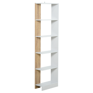 HOMCOM Estante de Armazenamento com 5 Prateleiras Estante Multiuso para Escritório  45x21x170cm Branco e Carvalho