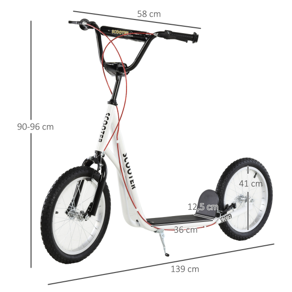 HOMCOM trotinete para crianças acima de 5 anos de altura ajustável com pneus Freio Branco - Image 3