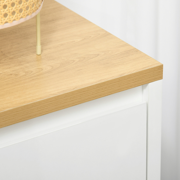 HOMCOM Aparador de Sala de Estar Armário de Armazenamento com 2 Portas e Prateleira Ajustável 80x37x75 cm Branco e Madeira - Image 8