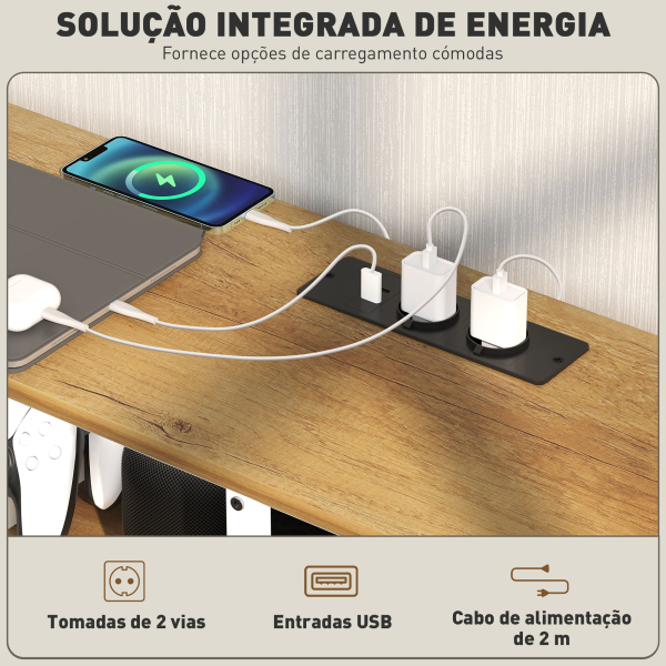 HOMCOM Móvel de TV com Luzes LED Controlo Remoto Extensão e 2 Compartimentos Móvel para Televisores de até 65 Polegadas 159x29x46,5 cm Madeira - Image 5