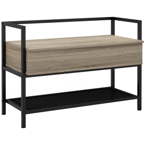 HOMCOM Banco Sapateira com Compartimento Oculto 84x39,5x61 cm Preto e Madeira