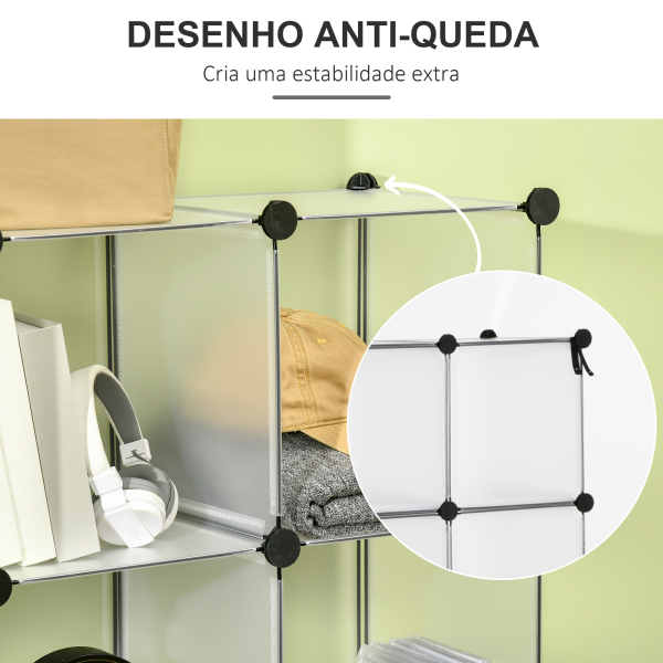 HOMCOM Armário Modular de Plástico Organizador de Sapatos com 16 Cubos de 30x30x30cm para Entrada Corredor 125x32x125 cm Transparente - Image 7