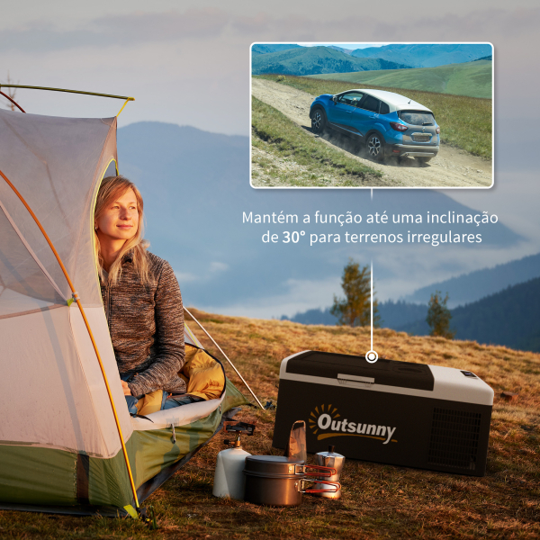 Outsunny Geleira Elétrica de Compressor Portátil 16L para Carro até -20°C com Modos ECO/MAX para Campismo Viagens 60x32x26 cm Preto - Image 7
