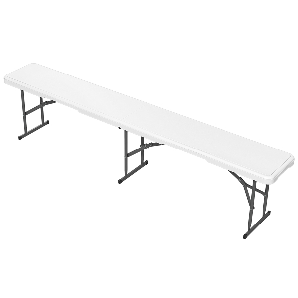 Outsunny Banco de Jardim Dobrável Banco de Exterior de 3 Lugares com Estrutura de Aço Carga 360 kg p183x28x43 cm Branco