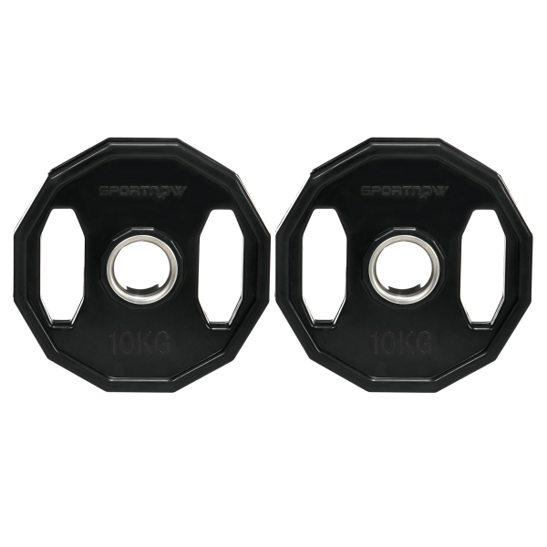 SPORTNOW Conjunto de 2 Discos de Pesos Olimpicos 10kg Ferro Fundido Placas de Peso com Orifício de 5cm Ø32x4 cm Preto