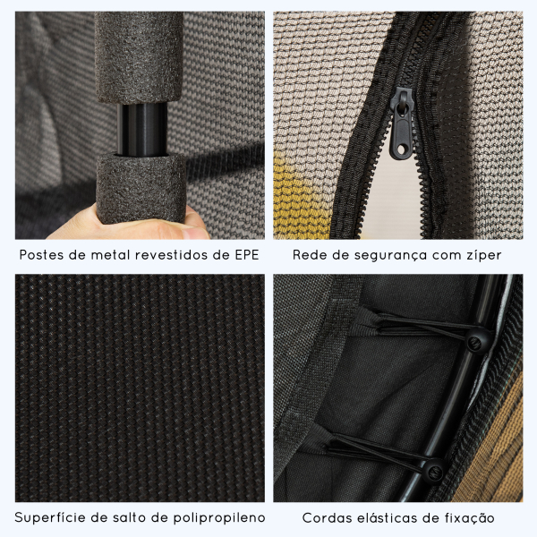 HOMCOM Trampolim para Crianças com Rede de Segurança e Estrutura de Aço para Interiores e Exteriores Carga 50 kg Ø163x190 cm Preto - Image 6
