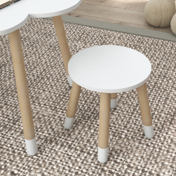 ZONEKIZ Conjunto de Mesa e 2 Cadeira para Crianças de 2-5 Anos Mesa com Forma de Flor Ø59x50 cm e Cadeiras Ø28x26 cm Branco - Image 8