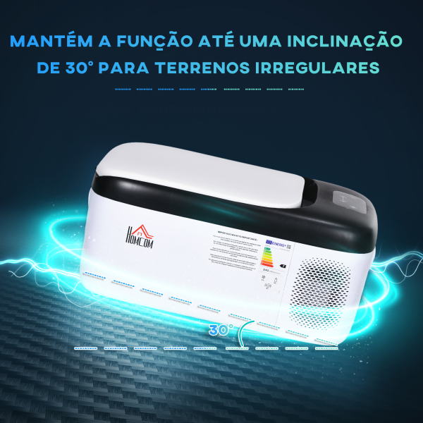 HOMCOM Geleira Elétrica de Compressor Portátil 15L para Carro -20℃ a 20℃ 12 / 24V CC e 100-240V CA 56,8x33x26,2 cm Branco - Image 7