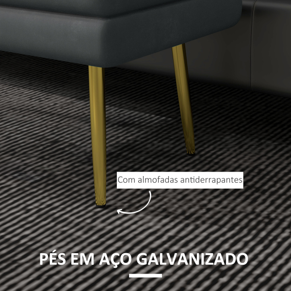 HOMCOM Banco Pé de Cama 30L Banco com Armazenamento para Dormitório Estofado em Veludo 79,5x37,5x43 cm Cinza Escuro - Image 8