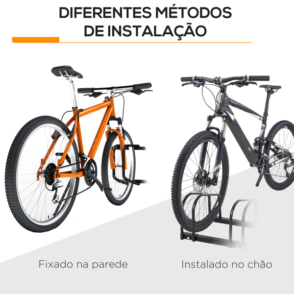 HOMCOM Estacionamento para 4 Bicicletas Suporte de Aço para Estacionar Bicicletas no Chão para Interior e Exterior 110x33x27 cm Preto - Image 9