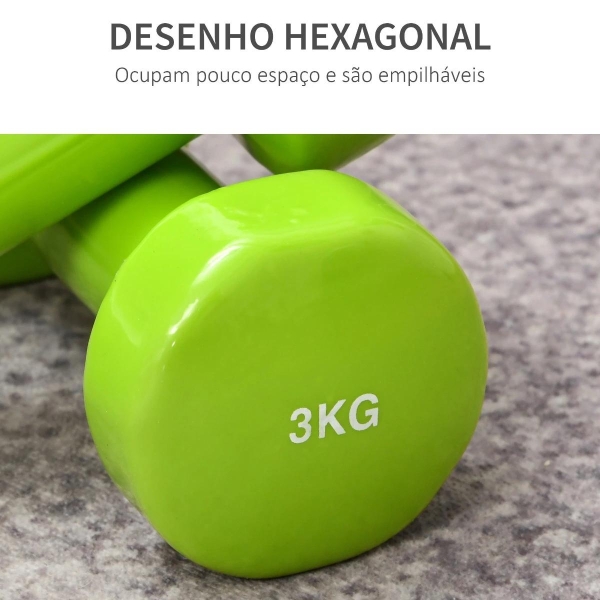 HOMCOM Jogo de 8 Halteres Hexagonais 4 Pares 4kg 3kg 2kg 1kg com Revestimento Pesos para Exercícios em Casa Academia Aço Multicolor - Image 5