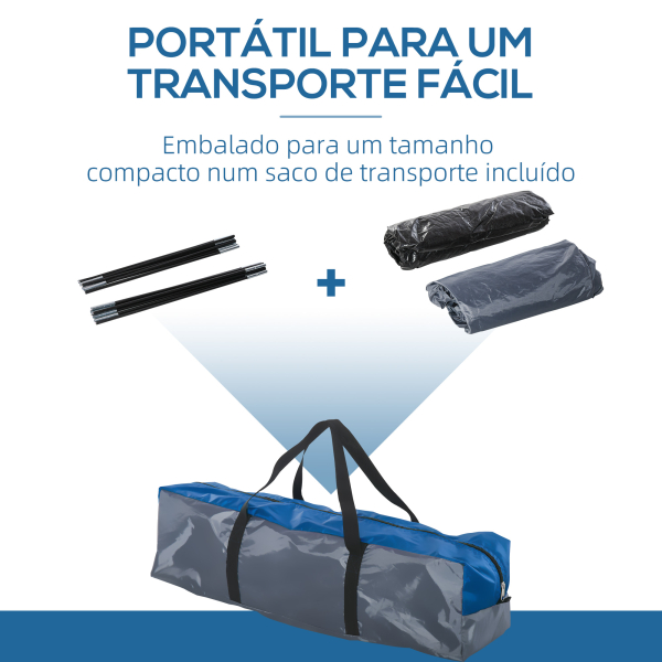 Outsunny Tenda de Campismo para 4 Pessoas Tenda de Campismo com Janelas 2 Bolsos e Bolsa de Transporte 300x250x130 cm Cinza e Azul - Image 6