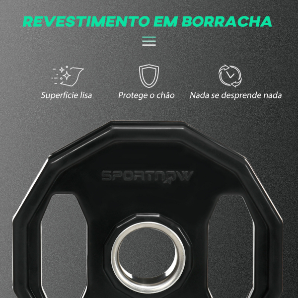SPORTNOW Conjunto de 2 Discos de Pesos Olimpicos 5kg Ferro Fundido Placas de Peso com Orifício de 5cm Ø24x3,5 cm Preto - Image 6