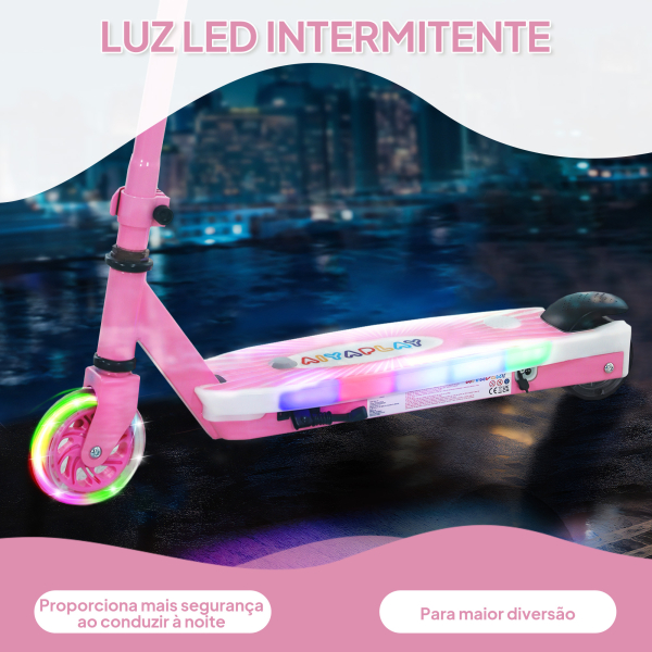 AIYAPLAY Trotinete Elétrica para Crianças Máx. 6 km/h Motor 80 W Autonomia Máxima 8 km com Luzes LED Travão Traseiro Rosa - Image 5