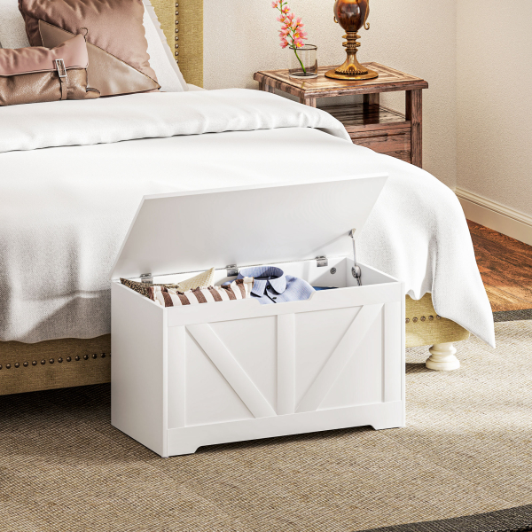 HOMCOM Baú de Armazenamento 100L Baú de Arrumação com Tampa e Dobradiça de Segurança 80x40x45 cm Branco - Image 8