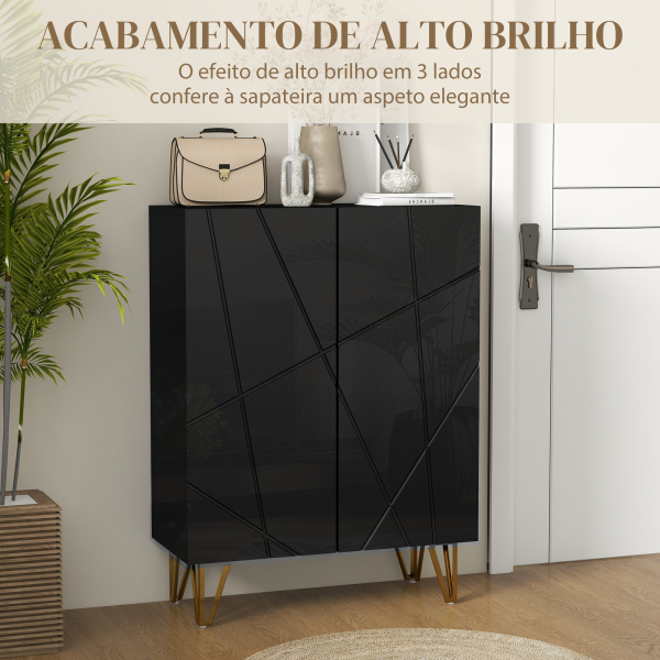 HOMCOM Móvel Sapateira de Entrada Armário Sapateira com Prateleiras Ajustáveis para 15-20 Pares de Sapatos 72x31,5x95 cm Preto - Image 6