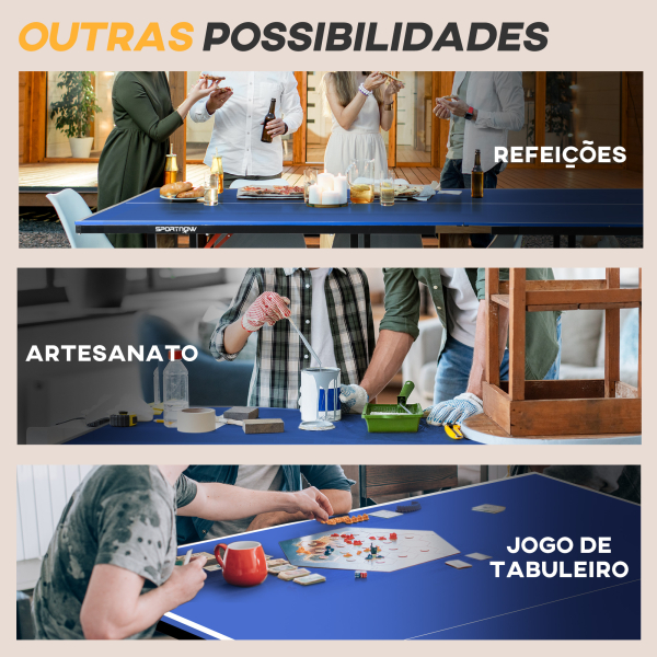 SPORTNOW Mesa de Ping Pong Dobrável com Rodas para Interior e Exterior Tamanho Padrão com Rede Raquetes e Bolas 274x152,5x76 cm Azul - Image 9