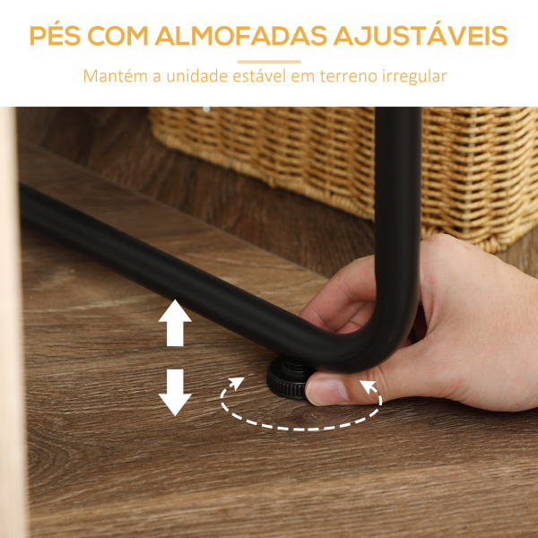 HOMCOM Suporte para Cabides com 4 Prateleiras de Armazenamento e Barra de Pendurar Estilo Industrial 101x39x160cm Marrom e Preto - Image 7