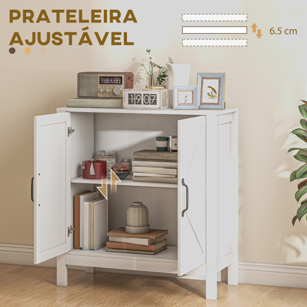 HOMCOM Aparador para Sala de Estar Moderno Móvel Sala de Estar com Prateleira Ajustável Aparador Cozinha 80x35x85 cm Branco - Image 5